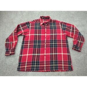 Nautica Button‎ Up Shacket Mens XXL Red Plaid Long Sleeve 100% Cotton Flannel